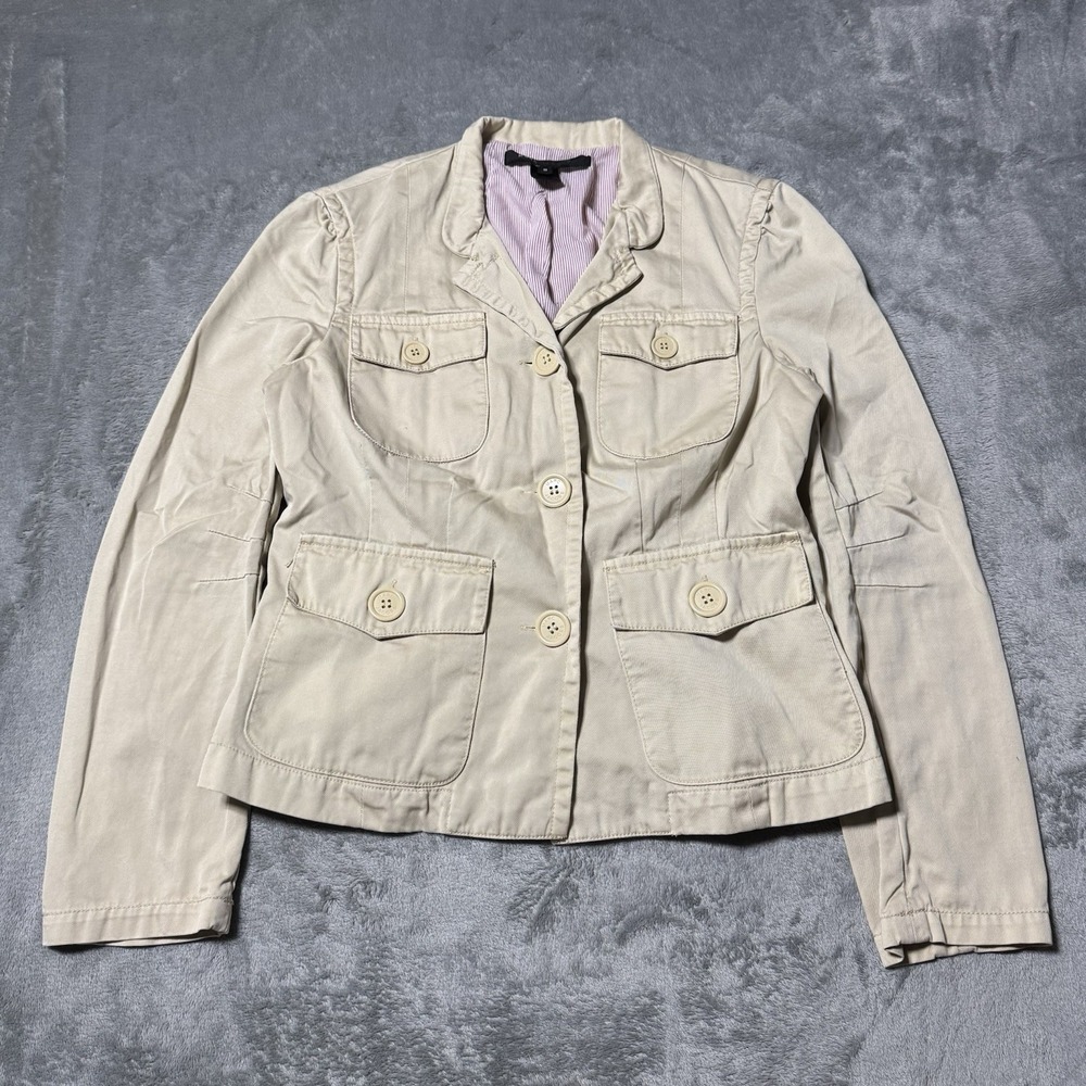 Vintage Y2K MARC JACOBS Sz S Beige Military Utility Jacket Pockets City Boho